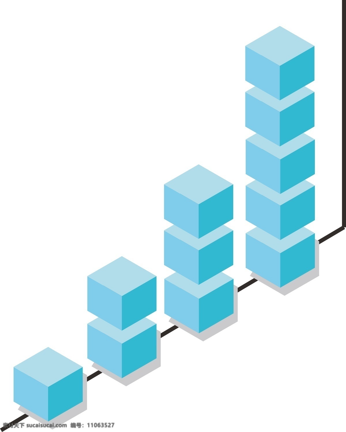 立方体 柱状 图表 插画 蓝色的图表 分类图表 漂亮的图表 创意图表 图表的插画