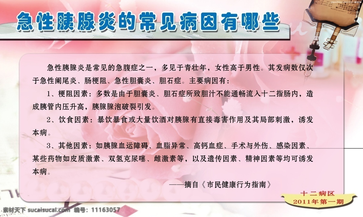 急性 胰腺炎 常见 病因 哪些 粉色背景 健康教育 健康宣传 医院版面 psd源文件