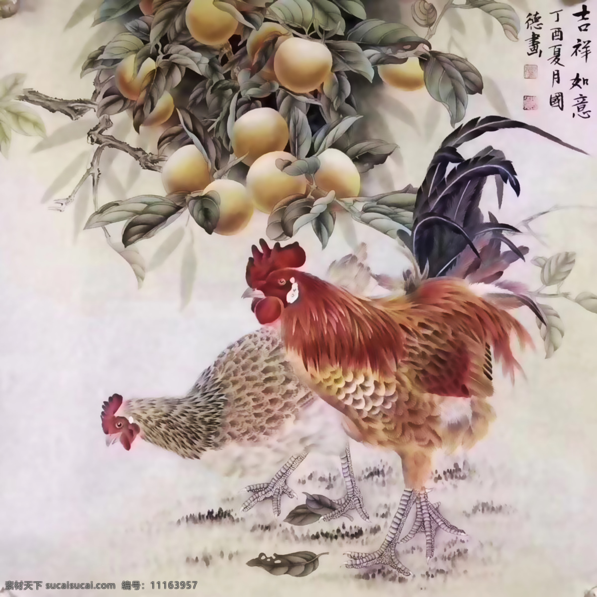 枇杷鸡鸣 枇杷 鸡 油画 水彩画 工笔画 国画 艺术 名家 重彩画 文化艺术 绘画书法