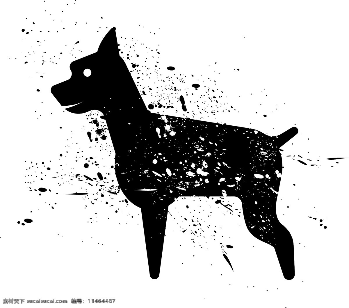 水墨 动物 黑色 简约 可爱 狗 元素 水墨画 装饰 线性 汪星人 狗狗 动物装饰 水墨动物