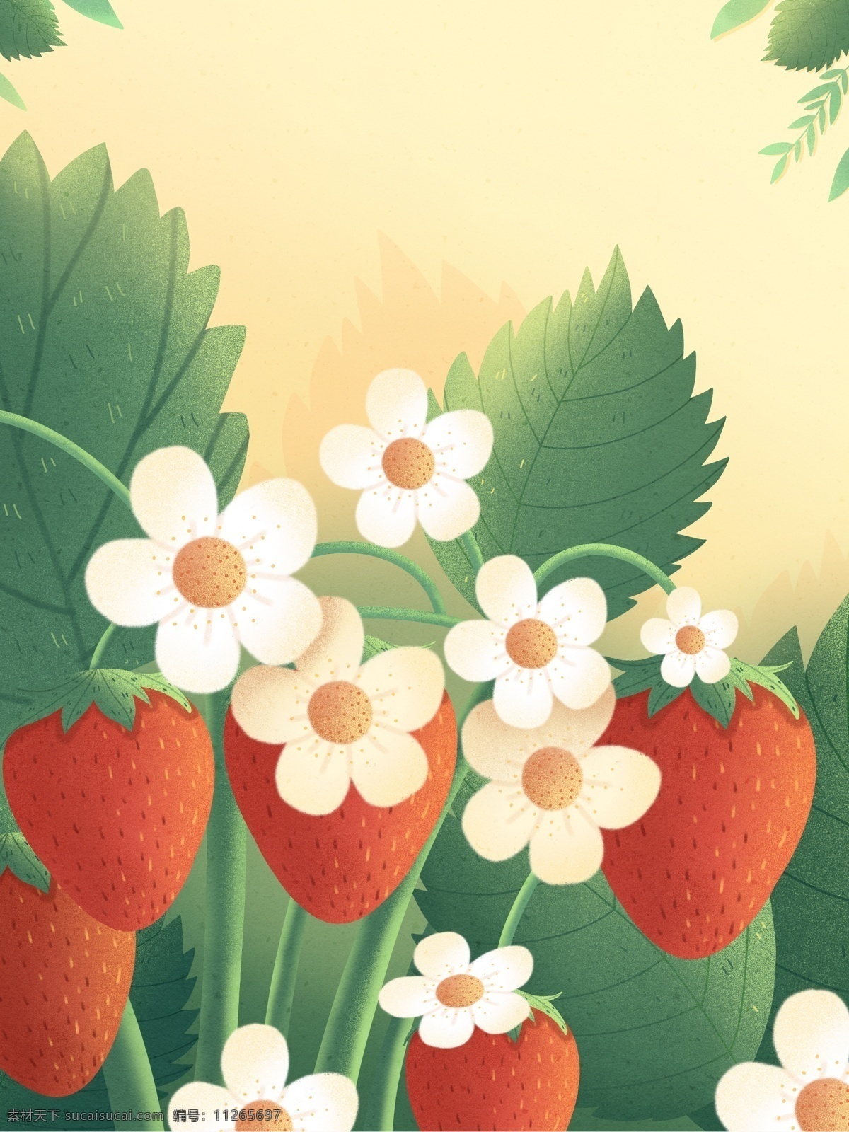 清新 草莓 卡通 背景 花朵 水果背景 食物 背景图 创意 草莓背景 水果 草莓花 背景设计 特邀背景 促销背景 背景展板图