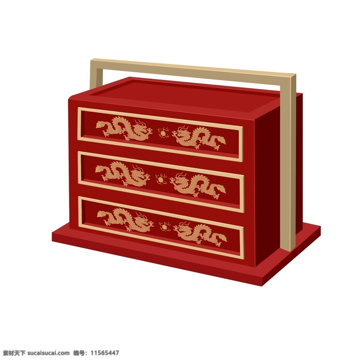 龙 纹 雕花 礼物 盒子 透明 底 礼物盒子 喜庆 金龙 金色 木质把手 食盒 赠送 送礼 红色 古代食盒
