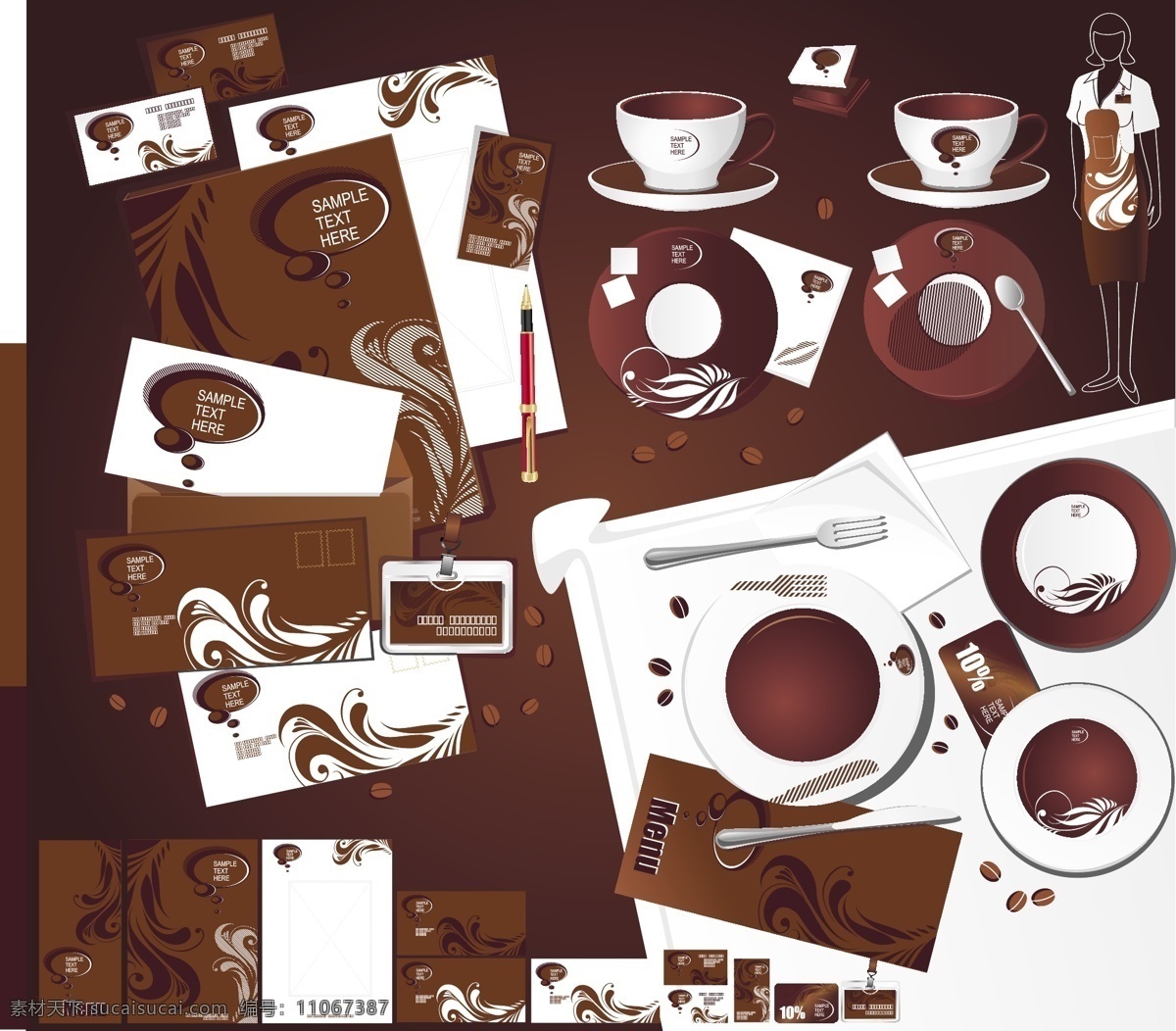简单 vi 模板 矢量 钢笔 购物袋 光盘 咖啡杯 名片 图案 文件 文具 信封 员工卡 盖 矢量图
