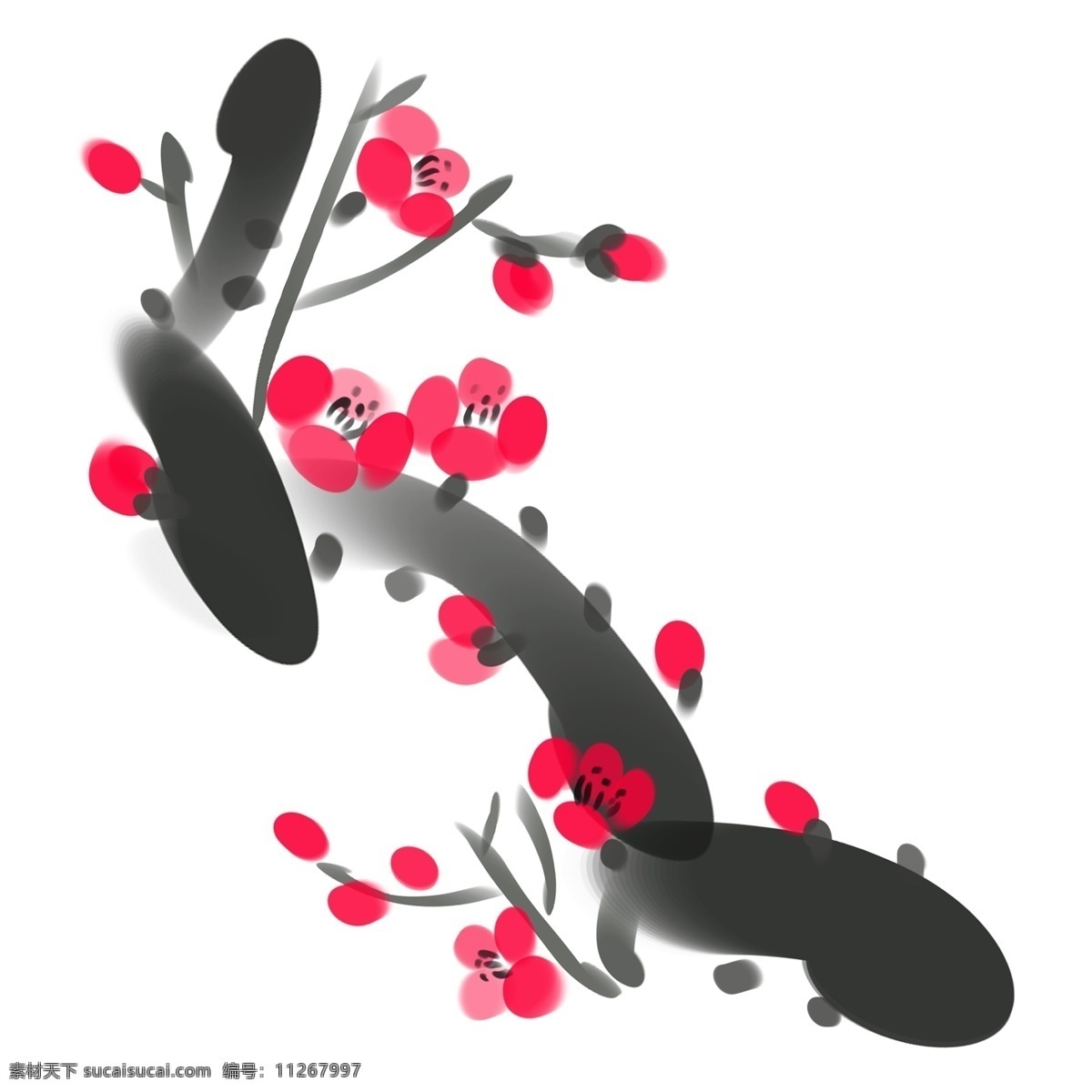 水墨画 梅花 花枝 中国画 梅花花枝