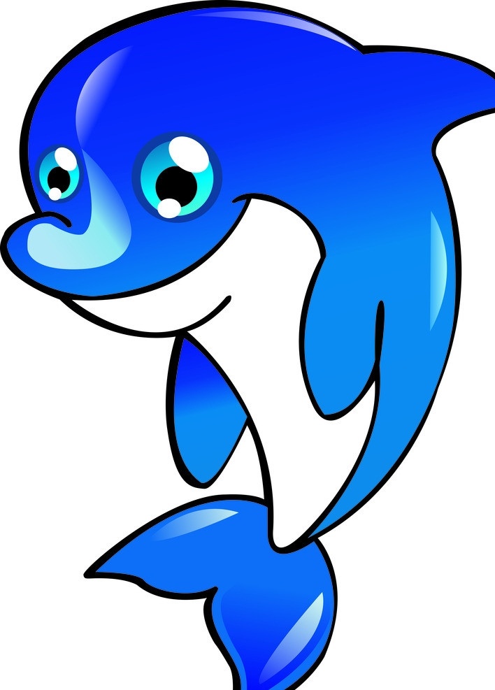 卡通海豚 卡通 海豚 蓝色渐变 渐变 海洋 蓝色海洋 蓝色海豚 白肚子海豚 其他人物 矢量人物 矢量