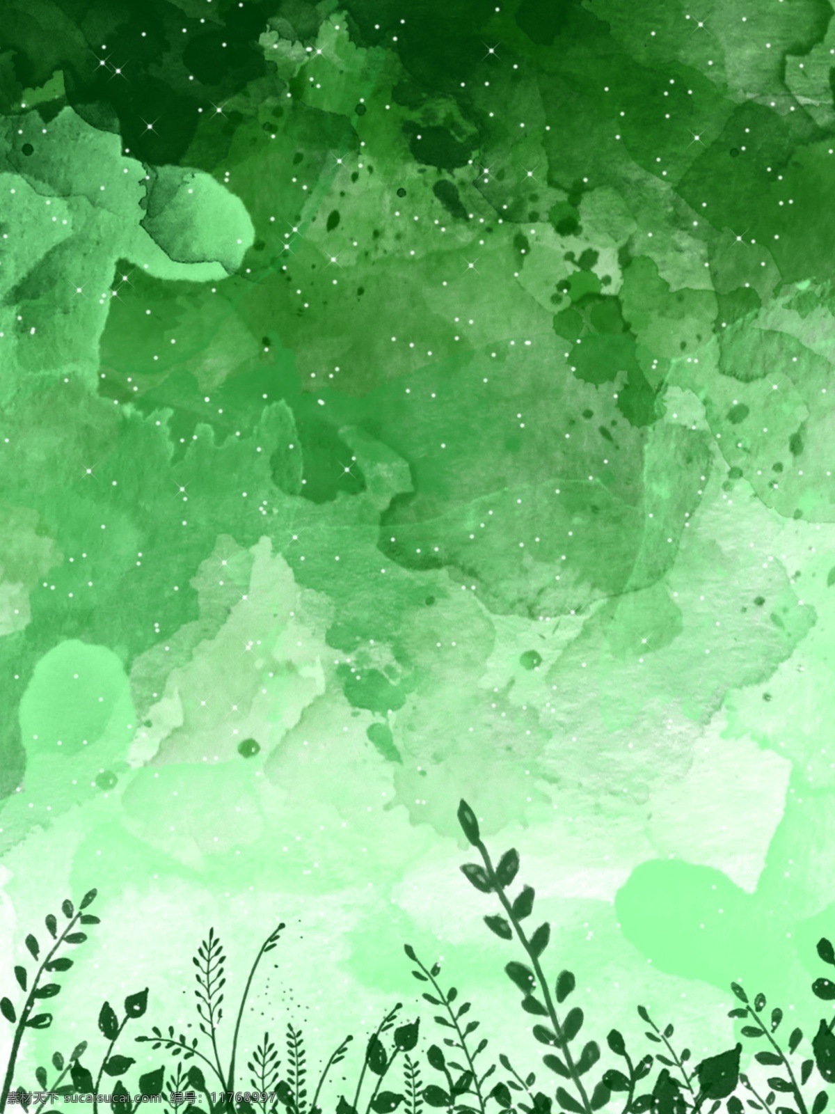 原创 小清 新手 绘 文艺 背景 促销 清新 植物 可爱 渐变 手绘 水彩