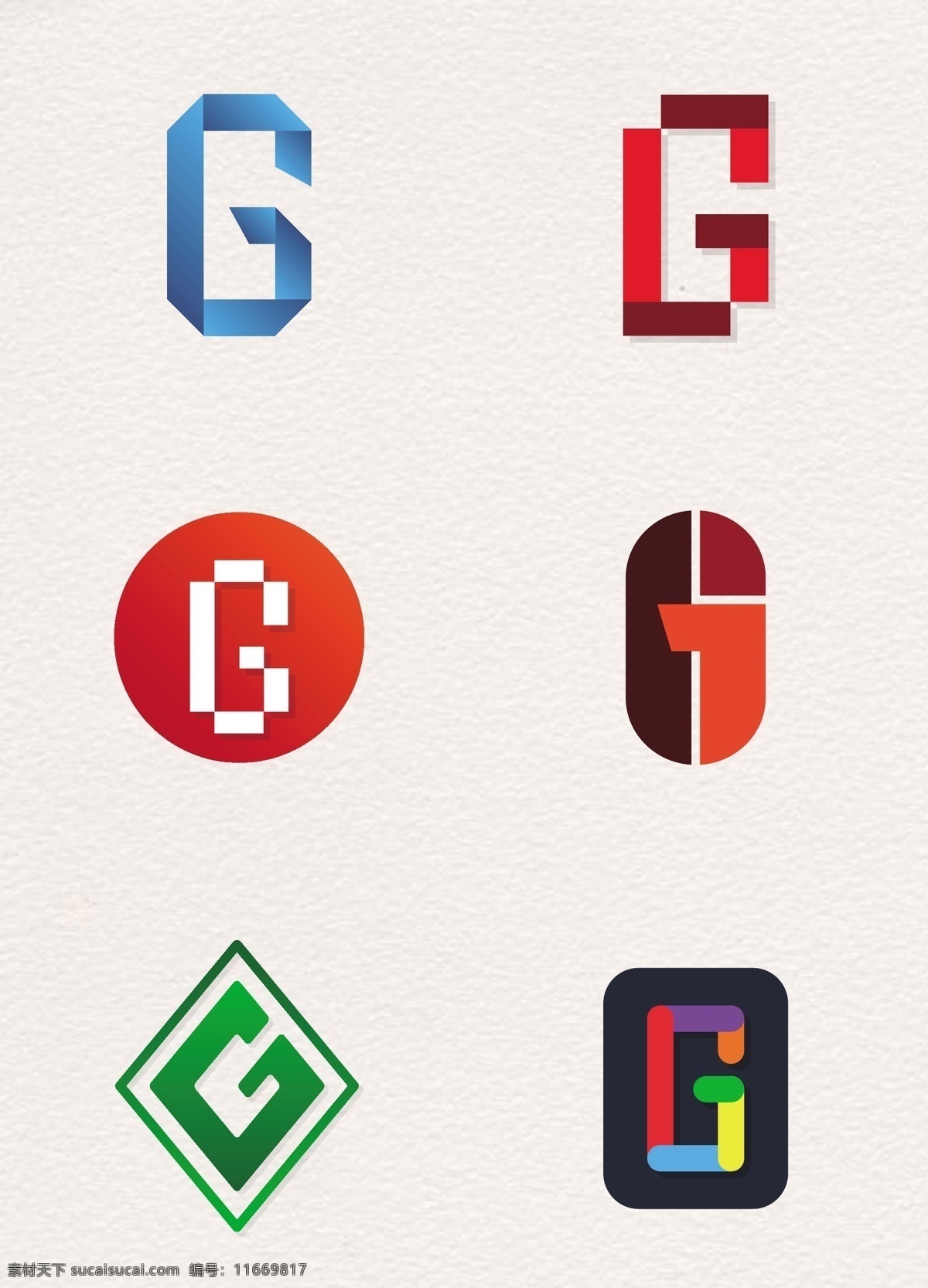 彩色 大写字母 g 标志 矢量图 彩绘 字母g