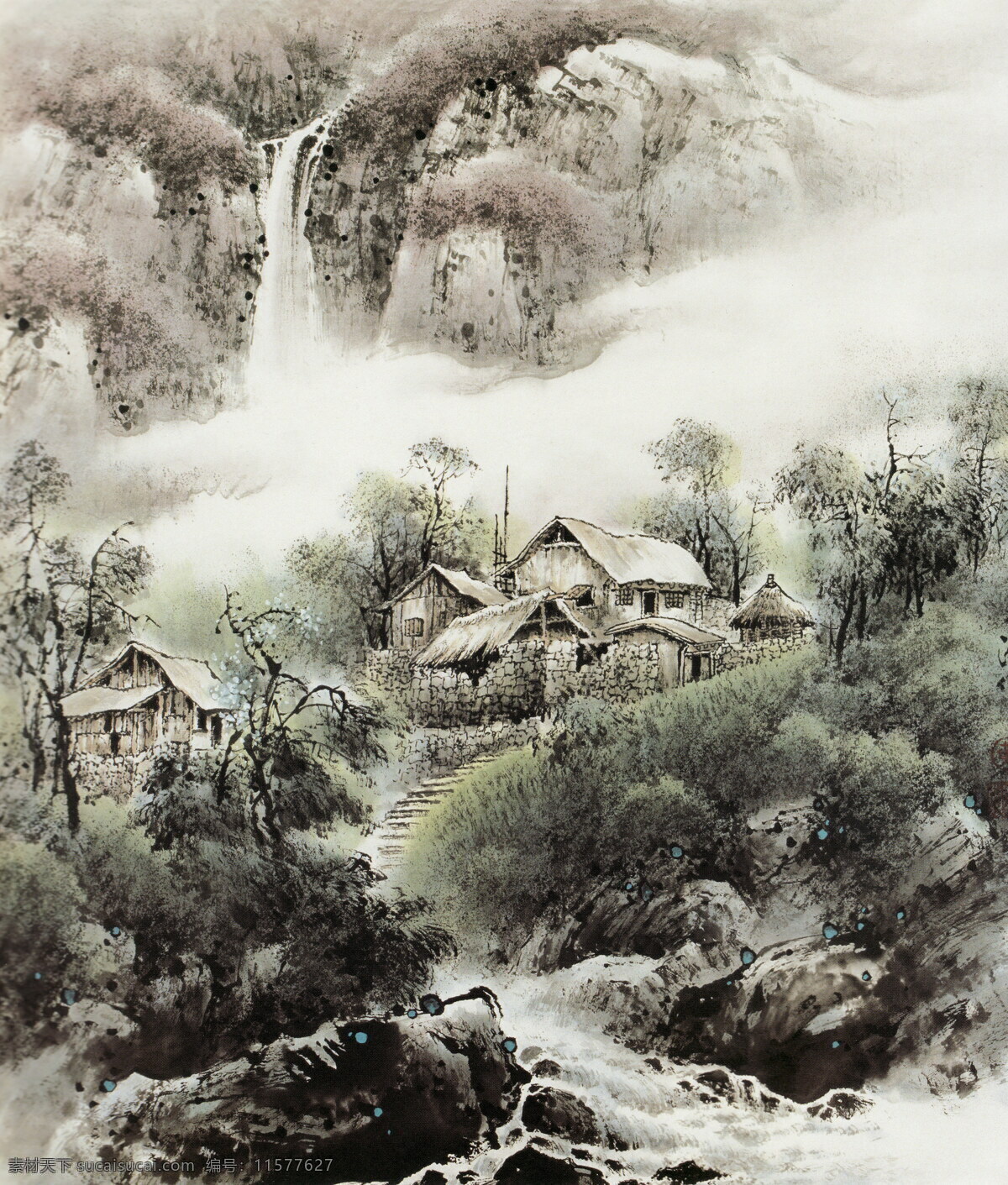 彩墨山水画 风景画 国画 绘画书法 瀑布 山 山水画 乡情设计素材 乡情模板下载 乡情 黄玉洲 黄玉洲国画 中国画 写意画 书法 大师作品 写意 水 树 水墨画 黄玉 洲 彩墨 文化艺术 装饰素材 山水风景画