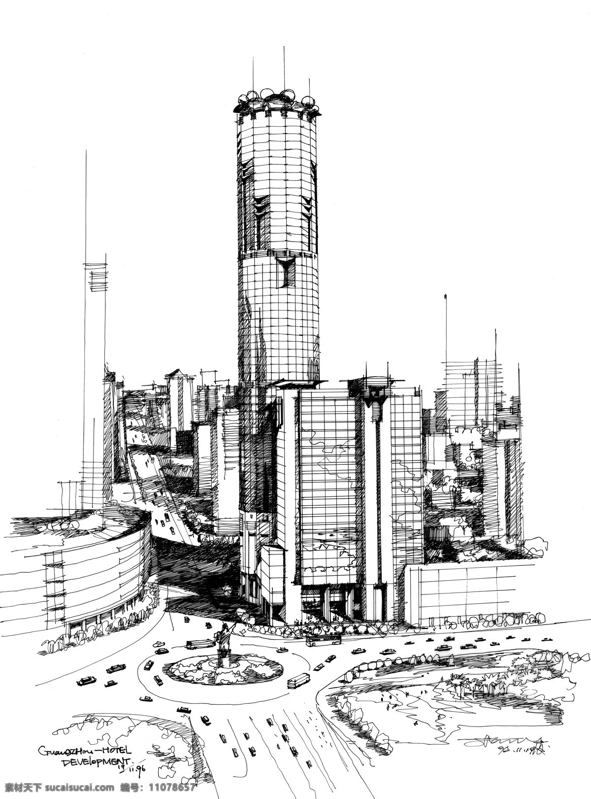 广州市 城市规划 设计所 手绘 表现 效果图 配景 园林 景观 建筑 植物 分层 自然景观 建筑园林 建筑设计 室外设计 景观设计 环境设计 装饰素材 后期素材 草 树 环境优雅 花园 绿化 水 现代建筑 蓝天 白云