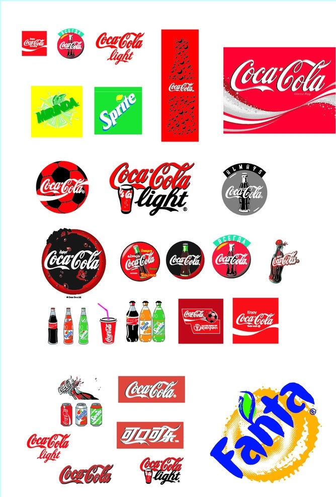 可口可乐 标志 芬达 瓶盖 玻璃瓶 标签 雪碧 企业 logo 标识标志图标 矢量