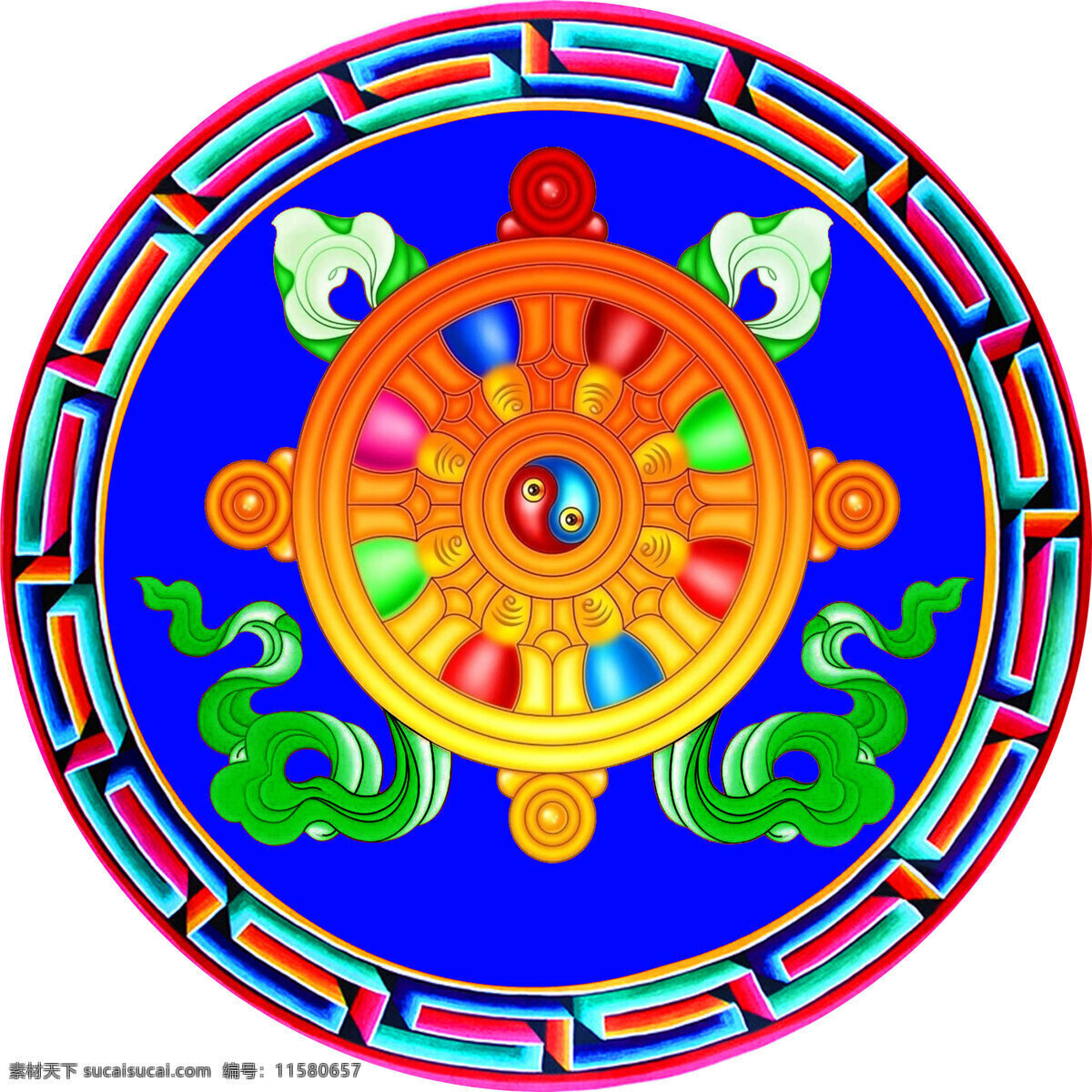八宝 藏八宝 吉祥八宝 金轮 西藏 图案 花边 宗教信仰 文化艺术