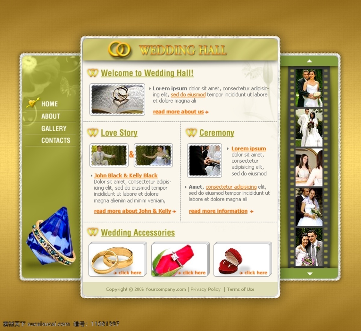 珠宝 饰品 宣传 网页 婚庆用品 戒指 网页模板 网页设计 钻石 宣传网页 网页素材