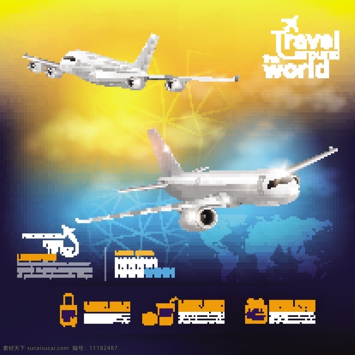 科技 客机 广告 矢量 蓝色科技 飞翔 天空 中 客机图标 黄色