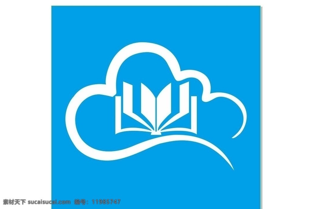 书籍 logo 云 蓝色 白色 线条 智慧 云彩 图标