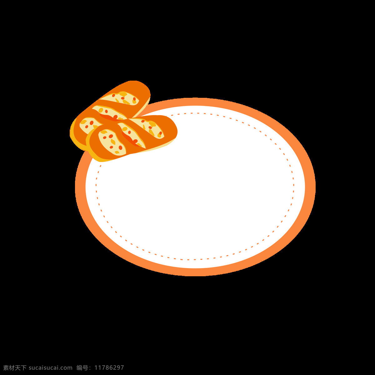 原创 卡通 可爱 面包 边框 元素 美食 元素设计 橘色边框