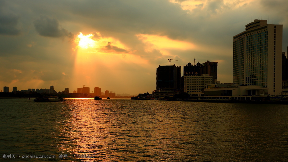 广州 白鹅 潭 夕阳 风景