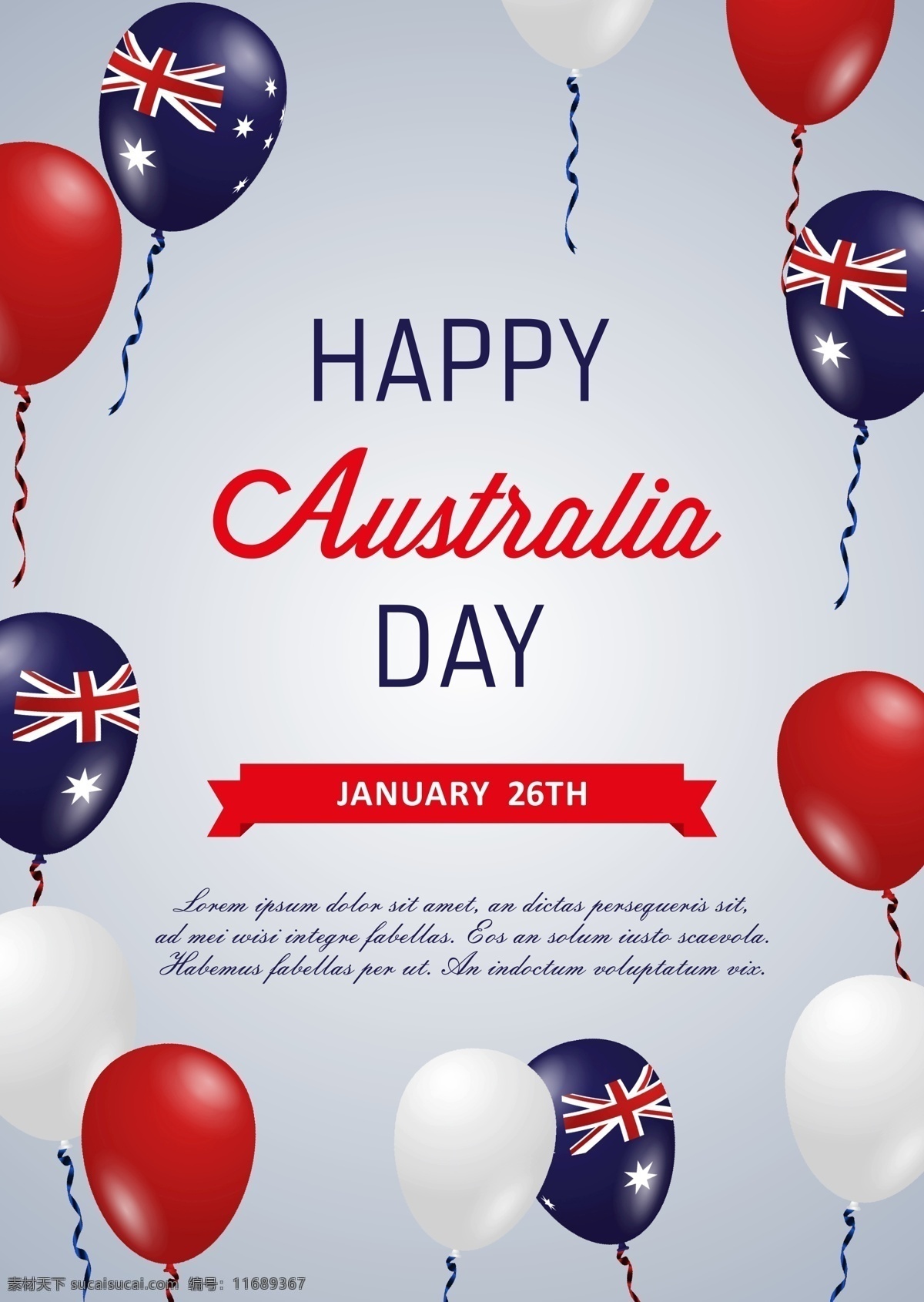 白色 快乐 气球 澳大利亚 日 海报 庆祝 澳大利亚国旗 天 节