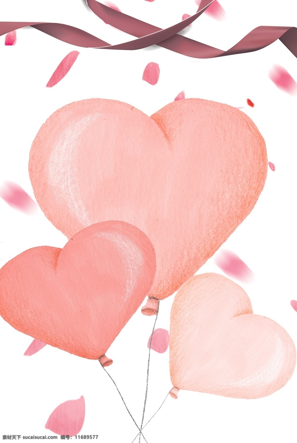粉色 情人节 可爱 海报 背景 214 花瓣 爱心 气球 214情人节 白色情人节