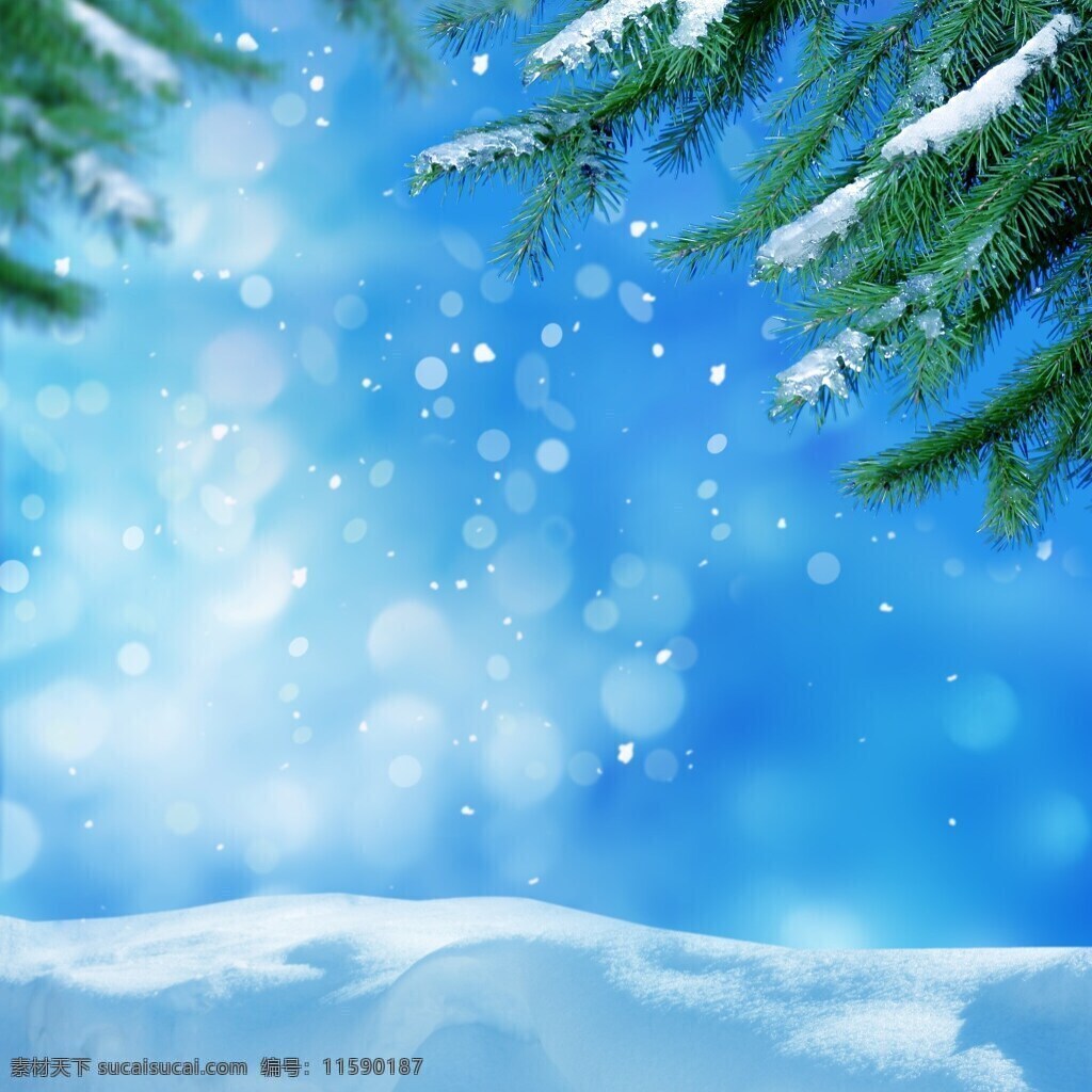 下雪天素材 雪地 下雪 蓝色