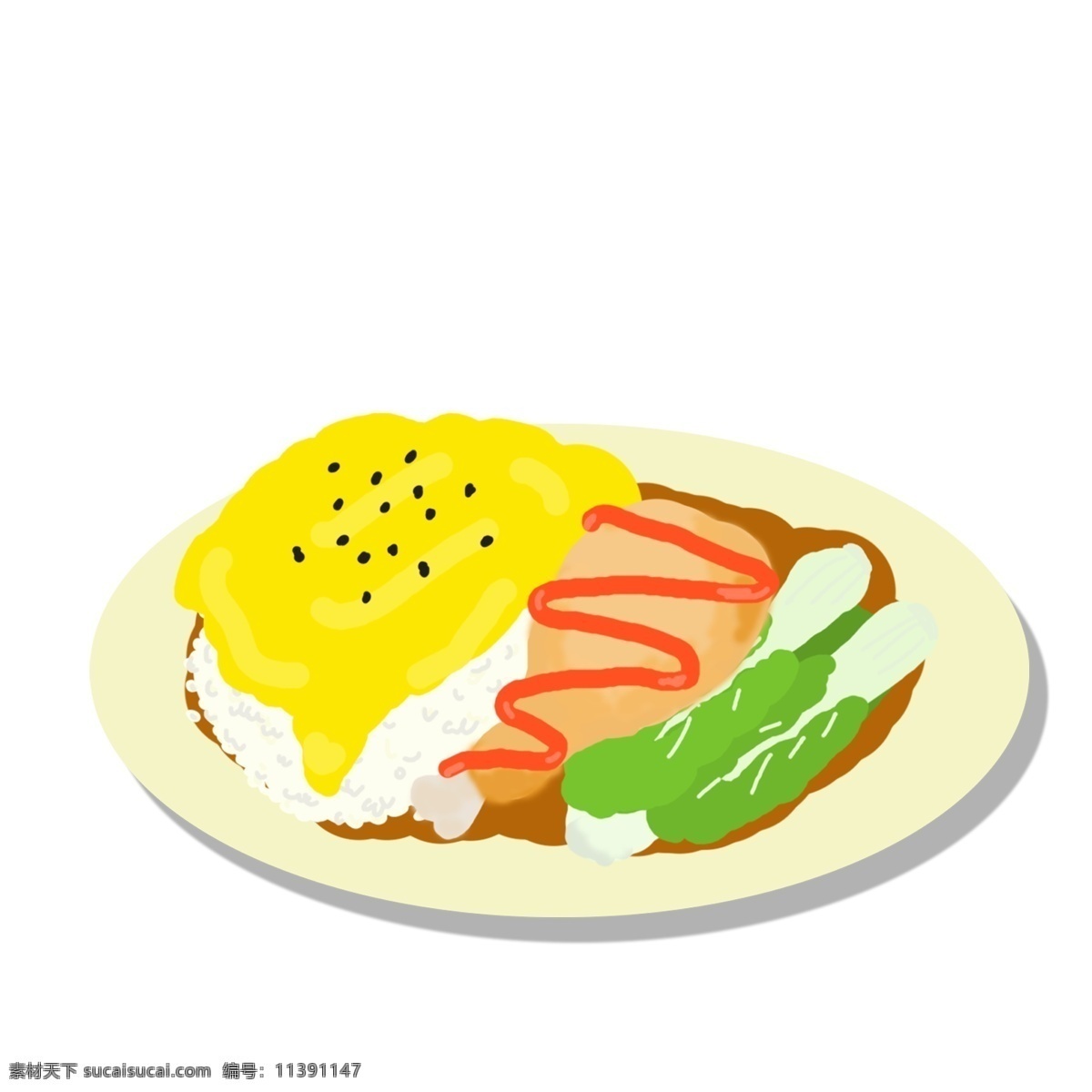 美味 手绘 食物 装饰 元素 早餐 晚餐 中餐 鸡蛋 蔬菜 装饰元素
