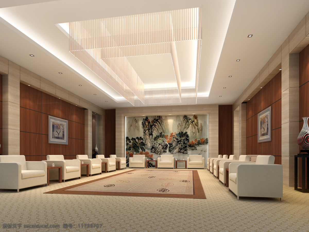 接待室 环境设计 室内设计 室内装修 效果图 精装办公 宽敞空间设计 会议空间 装饰素材