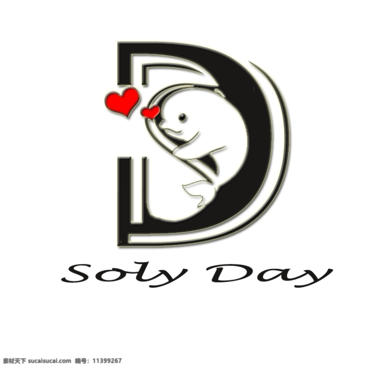 可爱logo 字母s 字母d 可爱的白鲸 英文单词 solo day