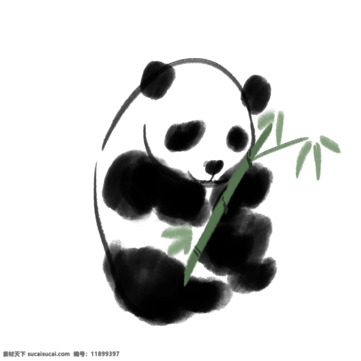 水墨画熊猫 水墨画 古风水墨 熊猫