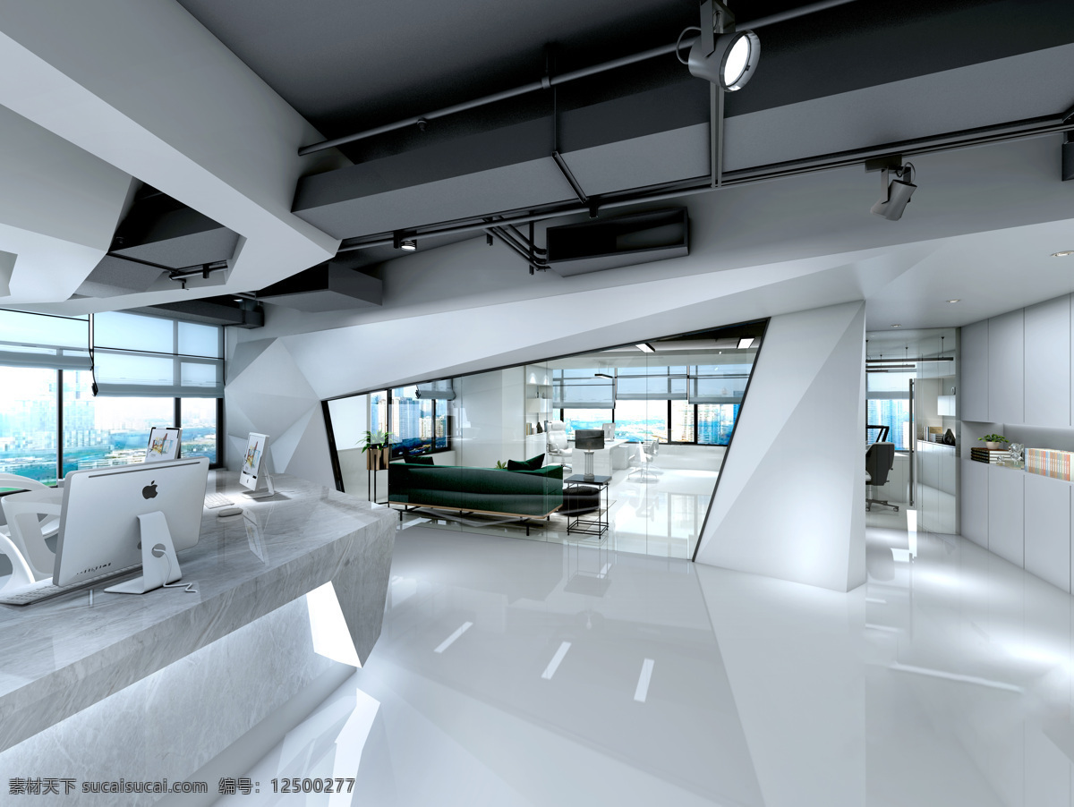 超现代办公室 室内设计 超现代风格 办公室 工装 简约 3d设计 室内模型