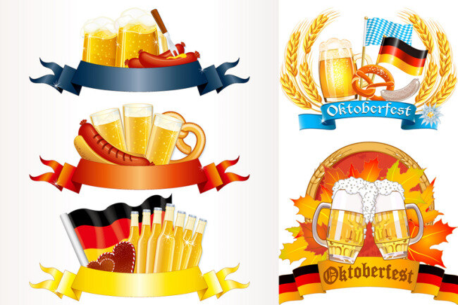 慕尼黑 啤酒节 标签 矢量 创意 精致 啤酒 矢量图 其他矢量图