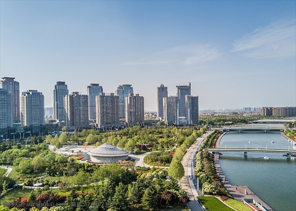 郑州 郑东新区 鸟瞰图 俯视 如意湖 东区 全景 建筑园林 建筑摄影