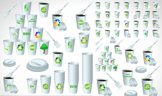 纸杯 矢量 环保标志 免费 矢量素材 循环箭头 纸杯设计 生态纸杯 搅棒 杯盖 可降解纸杯 矢量图 其他矢量图