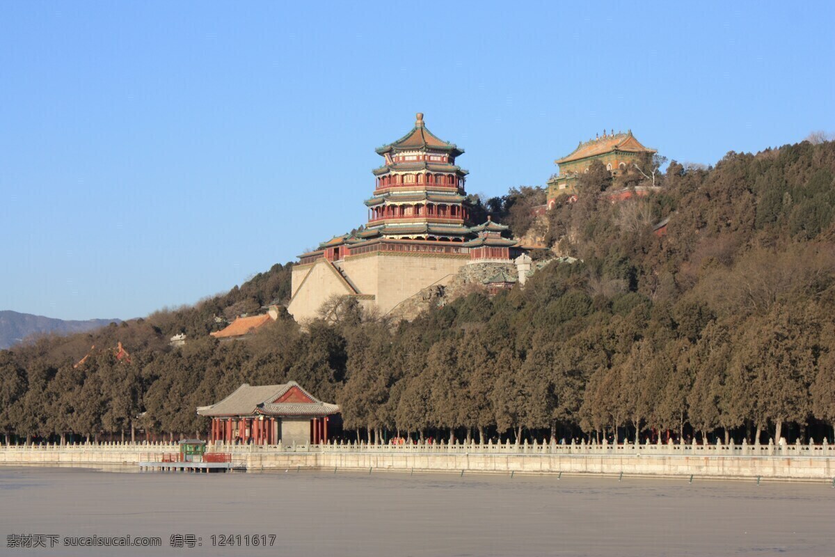 北京 北京景点 塔 宝塔 颐和园 湖 冬天 建筑 建筑园林 建筑摄影