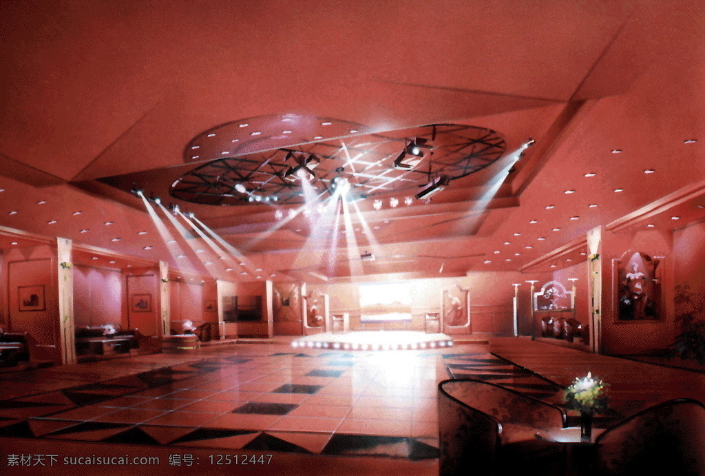 歌舞厅 环境 渲染 草图 设计素材 手绘效果 家装设计 建筑装饰 红色