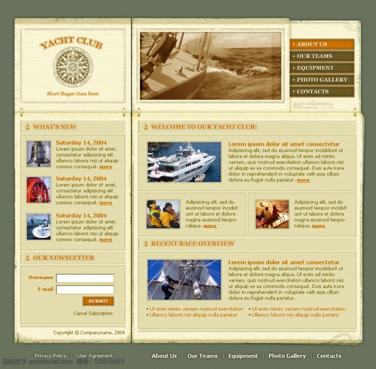 游艇 俱乐部 网站 模板 网页模板 网页素材 网页代码