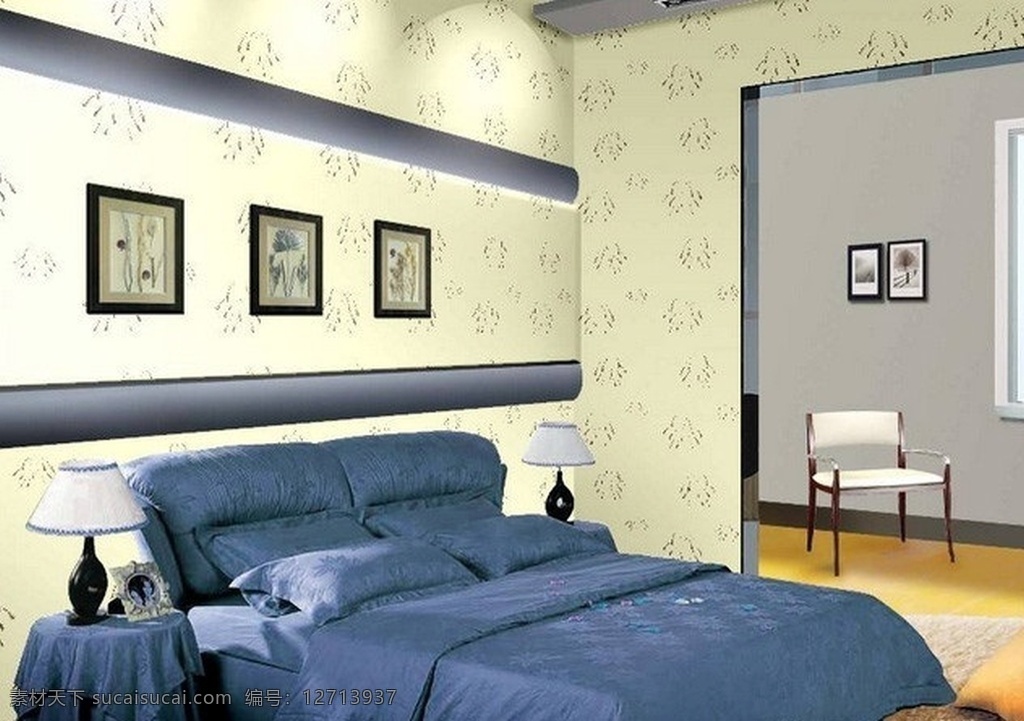 欧式 简约 风格 卧室 液体 壁纸 装修 效果图 现代
