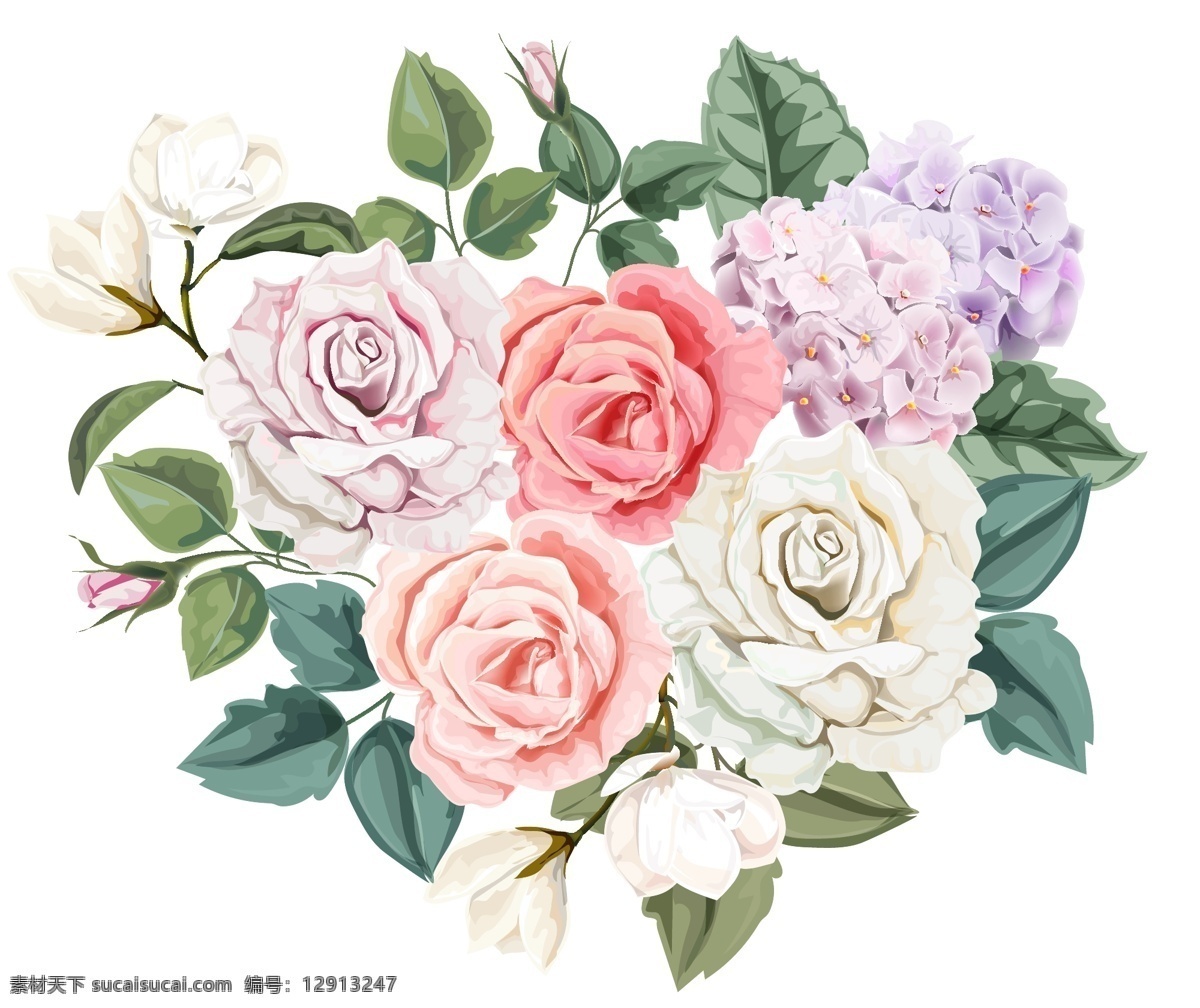 庆祝 母亲节 精美 水彩 花 设计素材 花卉 花朵 一束花 情人节 送礼素材