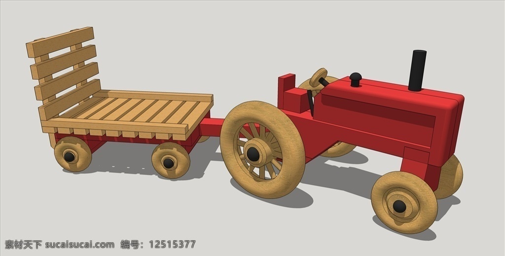 儿童拖拉机 拖拉机 玩具车 生产车 交通工具 草图大师 草图大师模型 儿童设施模型 环境设计 景观设计 skp