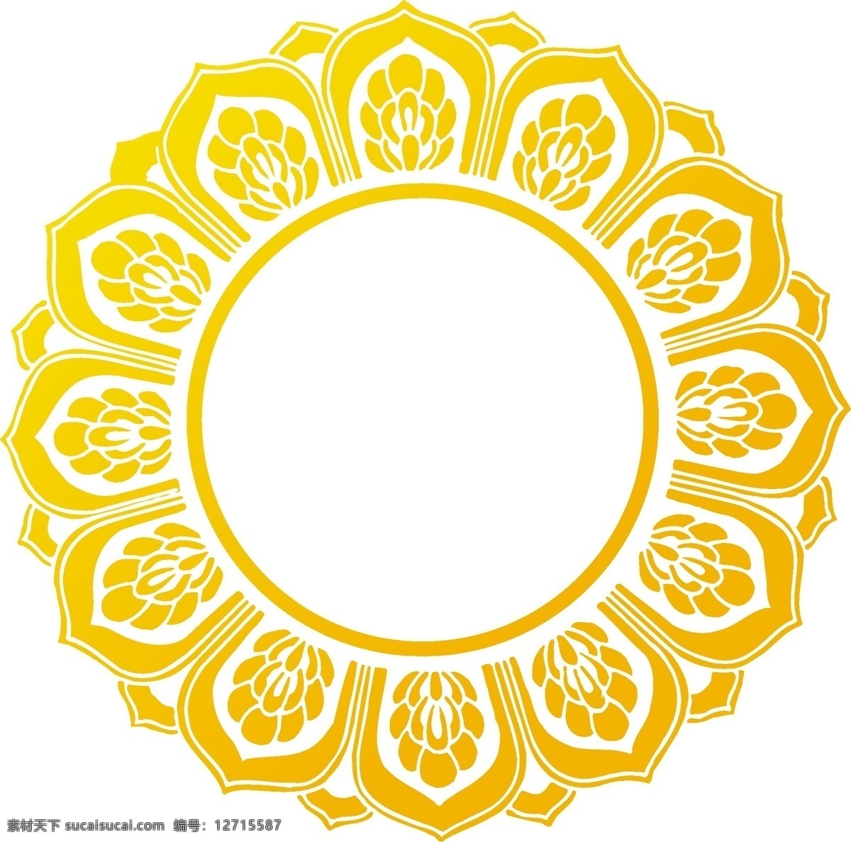 卡通 黄色 花纹 圆环 矢量 元素 花环 装饰 矢量元素 透明素材 免抠元素