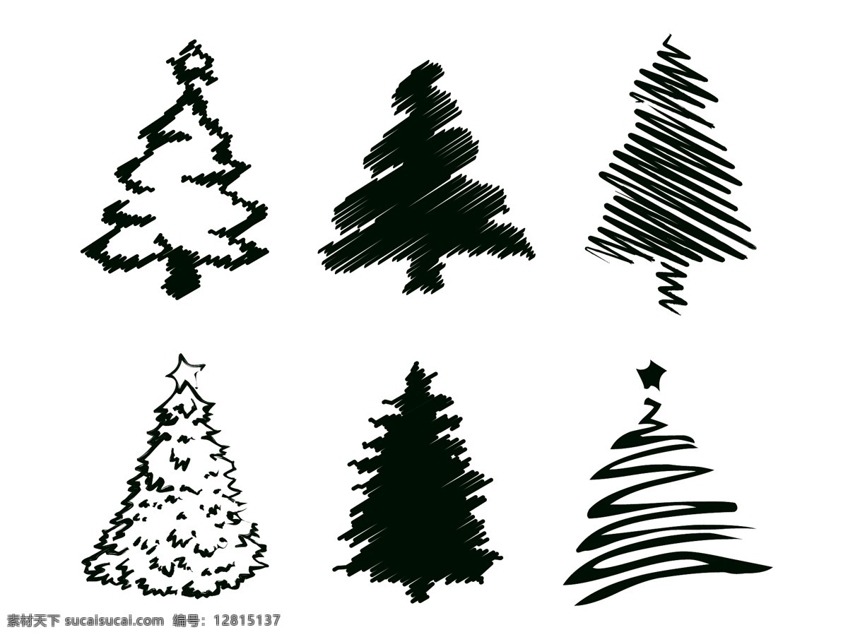 圣诞树 单色 图标 插画 花纹 圣诞节 矢量素材 图案 线条 节日素材