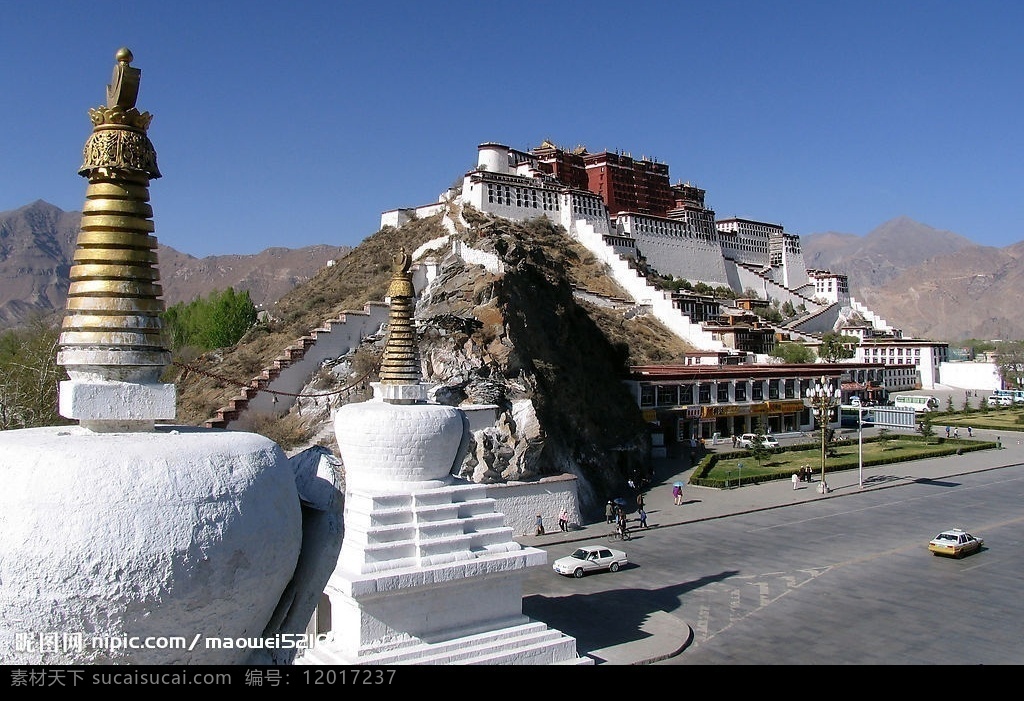 西藏布达拉宫 布达拉宫全景 蓝天空 风景 旅游胜地 西藏 旅游摄影 拉萨 寺庙 国内旅游 摄影图库