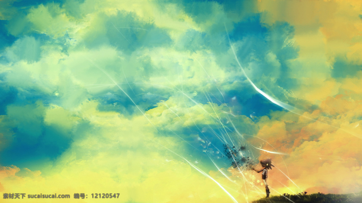 天空 涂鸦 彩色 动漫动画 风景漫画 绘画 卡通 设计素材 模板下载 天空涂鸦 动漫 可爱