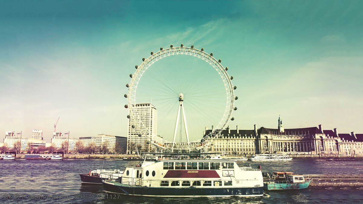 伦敦 眼 摩天轮 游轮 背景图片