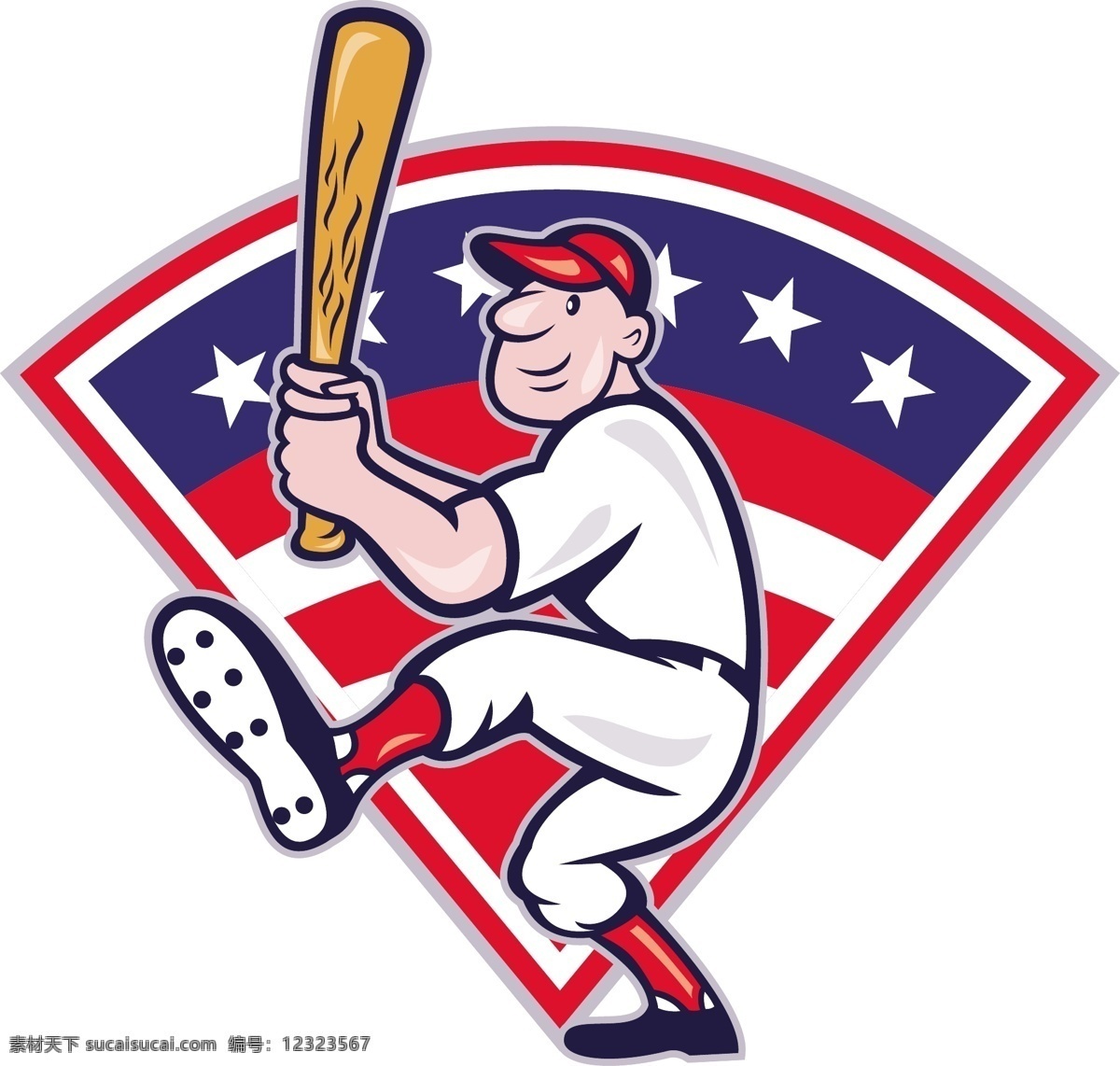 美国 棒球 运动员 击球 的卡 通 矢量图 日常生活