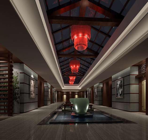 中式 大厅 模型 空间 3d模型素材 室内场景模型