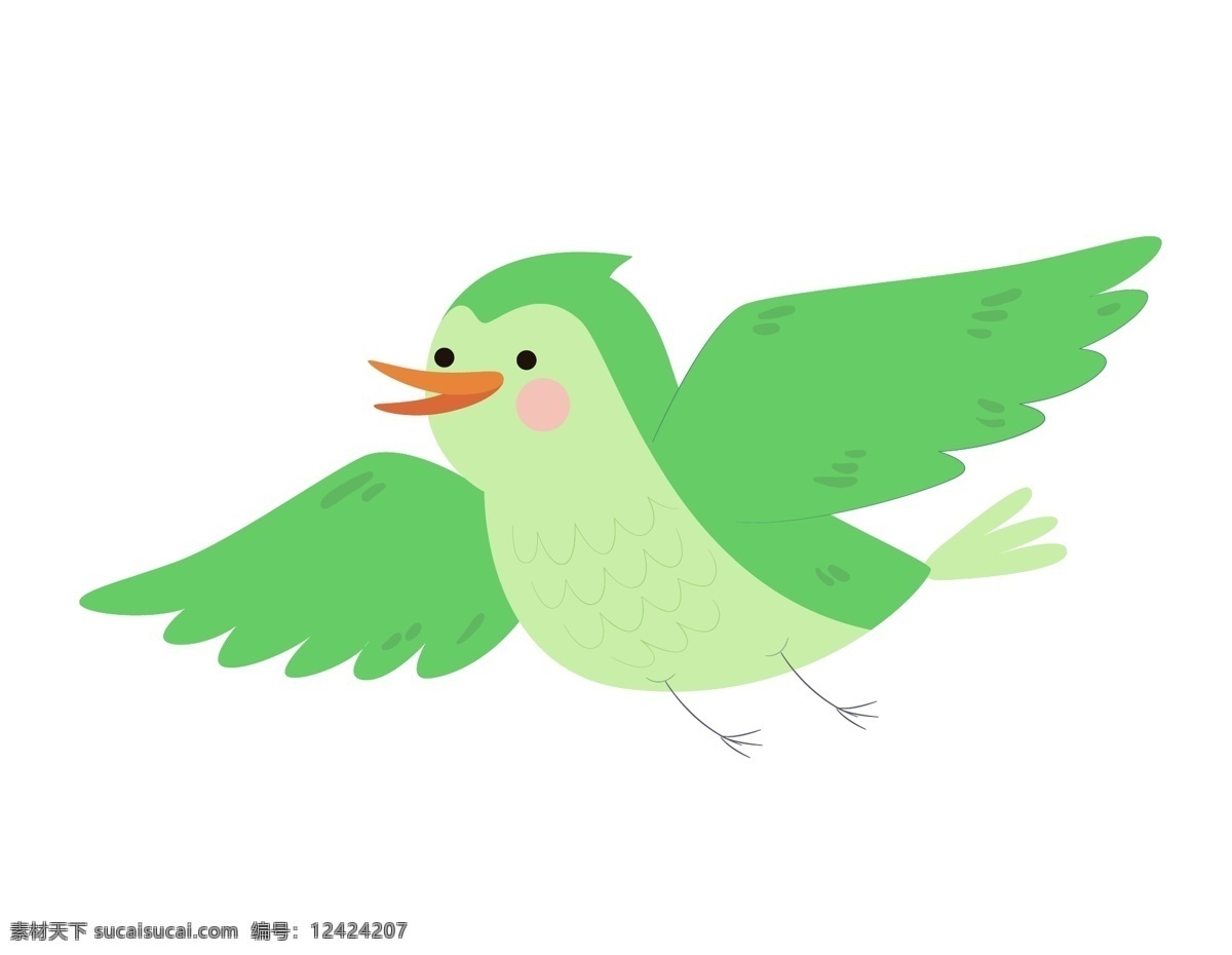 抽象 唯美 绿色 小鸟 飞翔 元素 手绘 ai元素 免扣元素