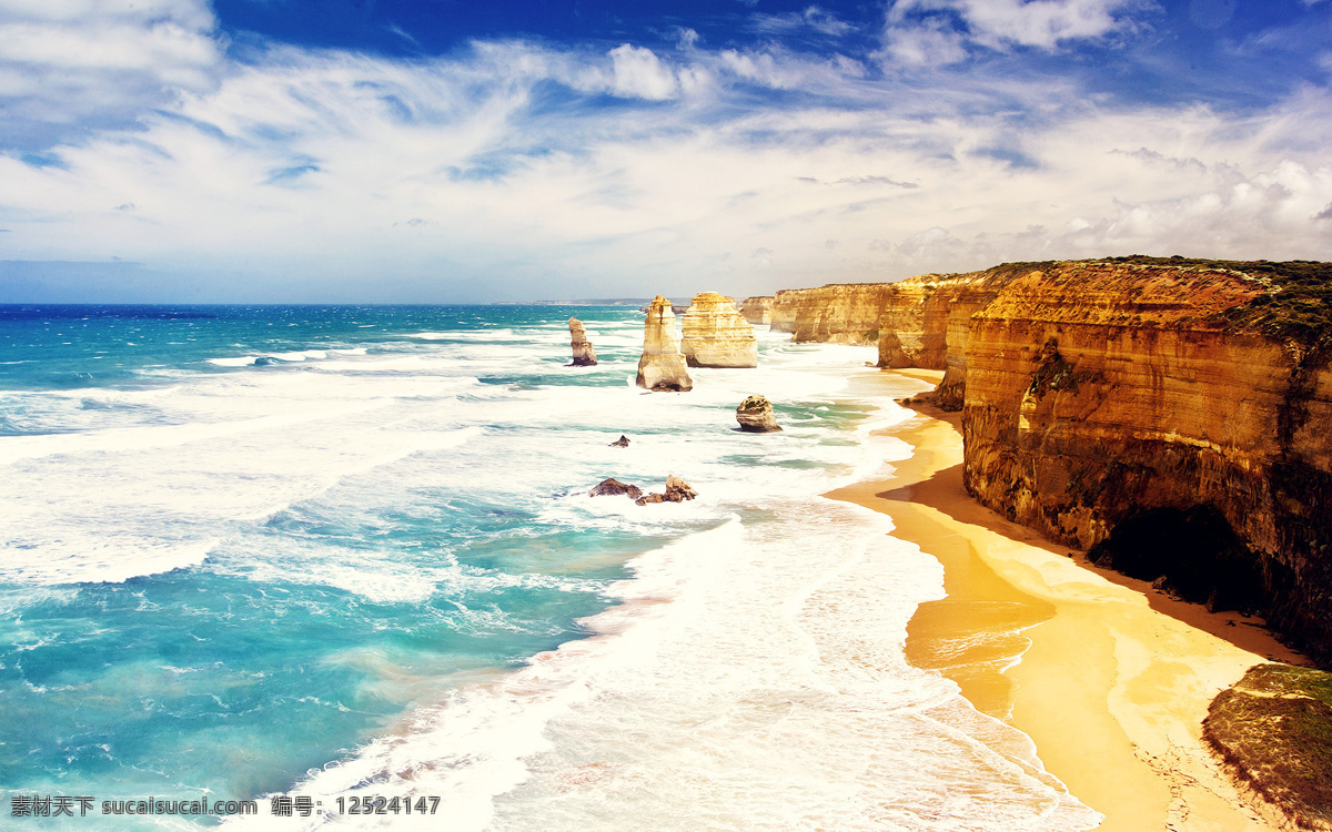 大海天空风景 大海 天空 风景 壁画 白云 自然景观 自然风景