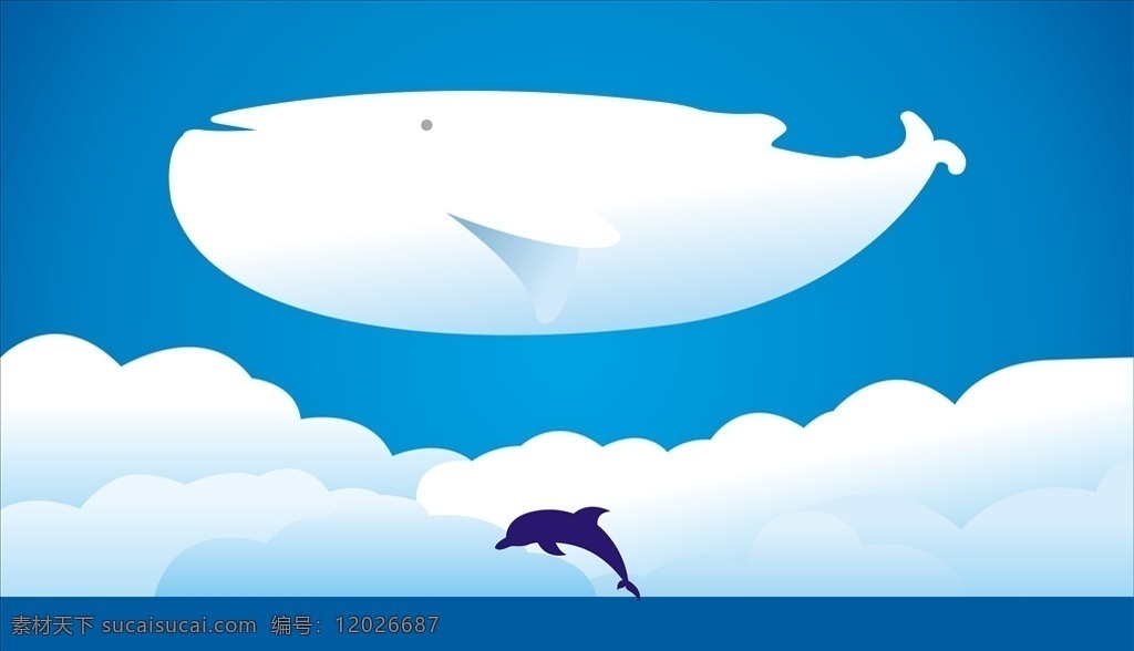 可爱 海豚 鲸鱼 矢量图 宫崎骏风格 可爱海豚 可爱鲸鱼 海洋动画 可爱背景 矢量海豚 矢量鲸鱼 唯美风格 唯美画风 矢量动画 浪漫天空 矢量云朵 可爱素材 背景素材 蓝色背景 卡通背景 卡通素材 名片卡片