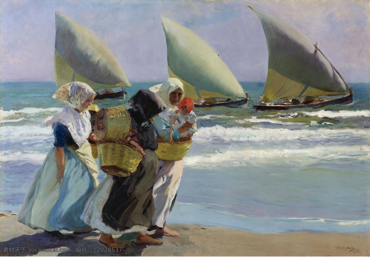 1903 大师 画家 风景画 静物 油画 建筑 装饰画 sails three bastida y sorolla joaquin 人物 高清 西方 国外 现代 家居装饰素材