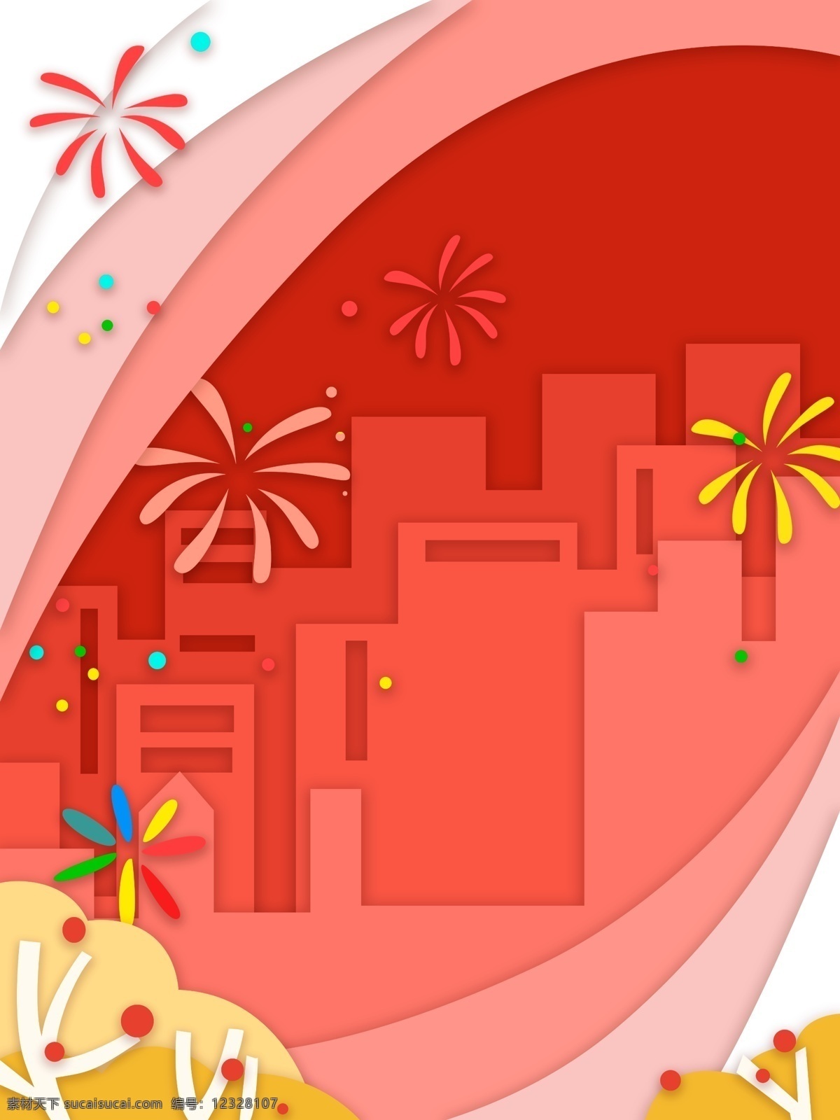 剪纸 风 烟花 建筑 新年 背景 新年背景 剪纸背景 广告背景 背景设计 通用背景 psd背景 背景展板 背景展板图 背景图