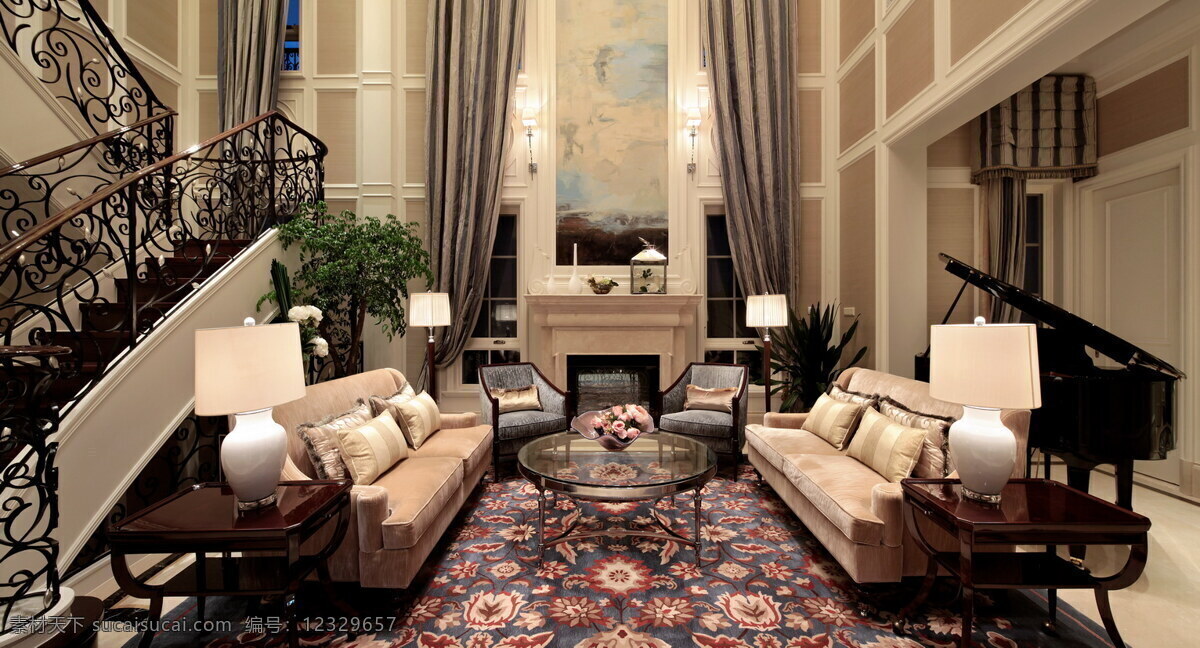 美式 豪华 客厅 背景 墙 设计图 家居 家居生活 室内设计 装修 室内 家具 装修设计 环境设计 沙发 背景墙